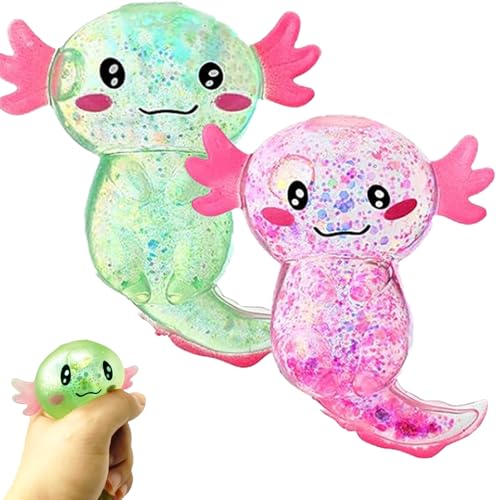 2 Stück Axolotl Spielzeug, Axolotl, Axolotl, Squeeze Toy, Stress Relief Squishy Ball, Squishy Toy, Stress Toy für Kinder und Erwachsene, Squeeze Ball für Party, Geburtstags