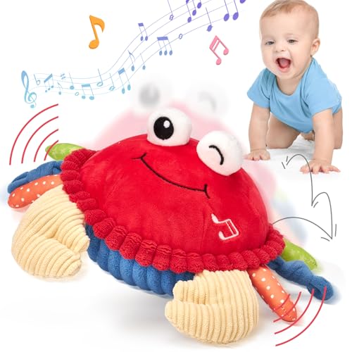 hahaland Krabbe Baby Spielzeug 6-9-12 Monate,Krabbelspielzeug Musikalische,Crawl Tummy Time Babyspielzeug ab 3 6 8 9 10 12 Monate, Lernspielzeug Geschenk für Neugeborenes Junge Mädchen