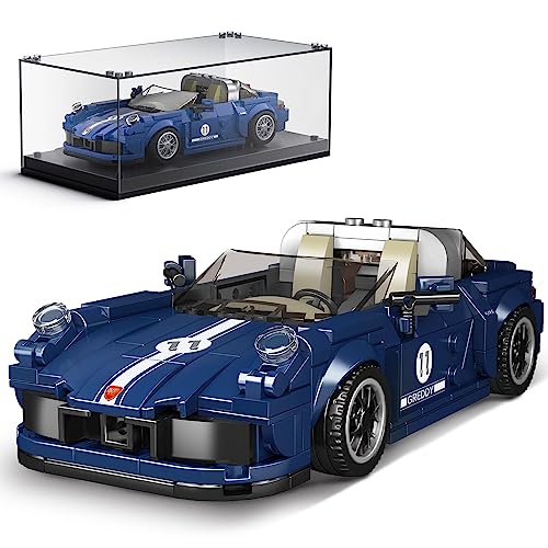 Mould King 27040 Technik Speed Champions Rennwagen Bausteine 911 Sportwagen Klemmbausteine mit Acryl-Vitrine Modellautos zum Sammeln (366 Teile)