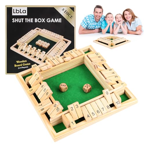 Jognee Shut The Box Spiel,Brettspiel aus Holz,4 Spieler WüRfelspiel aus Holz Board Spielzeug Kolibri Spiel,Klappbrett Brettspiel Familie Reisespiele Kneipenspiele