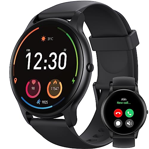 Parsonver Smartwatch Herren mit Telefonfunktion, Fitness-Tracker mit Herzfrequenz Schlafmonitor, 1.32' HD Fitnessuhr, IP68 Wasserdicht Runden Sportuhr, 100+ Sportmodi für Android iOS, Schwarz, SPROD1