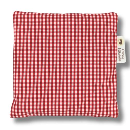 Franzis Nähstube I Kirschkernkissen I 20x20cm I kariert rot I 100% Baumwolle I Körnerkissen I Schmerzlinderung I Wärmekissen für Mikrowelle I Kältekis