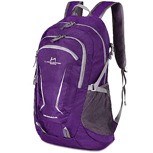 Loocower 45L Leichte Packable Reiserucksack Wanderrucksack, Multifunktionale Tagesrucksack, Faltbare Camping Trekking Rucksäcke, Utra Leicht Outdoor Sport Rucksäcke Tasche-Purple