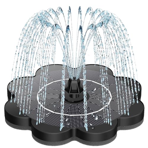 SZMP Solar Springbrunnen 3.5 Watt, 2025 Upgrade Glas Solarpanel Solar Teichpumpe mit 8 Düsen & 4 Fixe Rohre Solar Wasserpumpe Solar Schwimmender Fontäne Pumpe für Garten, Teich, DIY Wasserspiel