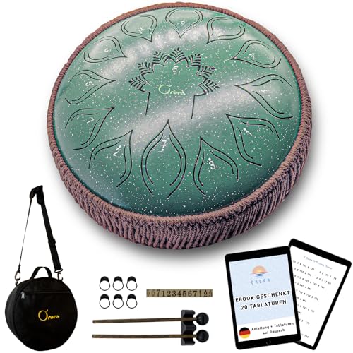 ORORA Steel Tongue Drum, Zungentrommel, 12 Zoll 13 Noten - Handpan, Ideal für Entspannung - Musikinstrument für Kinder und Erwachsene - Ebook mit 20 Notenblättern kostenlos - Originelles Geschenk