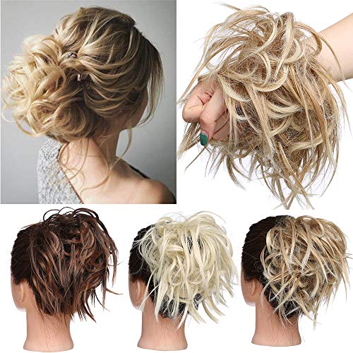 TESS Haargummi Haarteil Dutt mit Haaren Glatt struppige Haarknoten Hochsteckfrisuren günstig Haarverlängerung für Frauen 45g Honigblond/Lichtblond