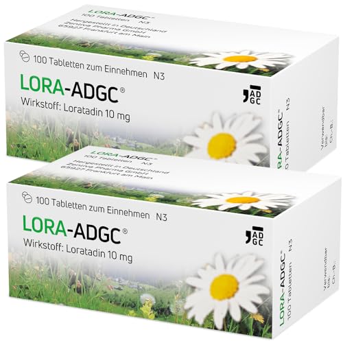 Lora ADGC - 2x 100 Stück - Antiallergikum zur Behandlung von Allergiebeschwerden wie Heuschnupfen, Juckreiz und Hautrötungen - langanhaltend & gut verträglich - Bereits für Kinder ab 2 Jahren