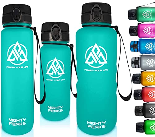 MIGHTY PEAKS Trinkflasche Kinder+Erwachsene auslaufsicher-500ml Fitness-Flasche Gym-Flasche water bottle-uber Kohlensäure geeignet-BPA frei-Wasserflasche Mint-Grün Wandern