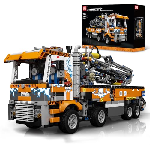Mould King 19014 Technik Abschleppwagen Bausteine Modell, 2098 Teile Pneumatischer Betonpumpenwagen Modellbauklötze Kit als Spielzeug/Geschenk/Sammlerstücke