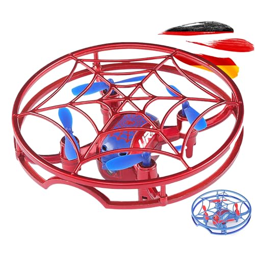 RC ferngesteuerte 4 Kanal Superheld Mini-Drohne mit Käfigschutz, Quadcopter mit 3D Looping, Hovering, Headless-Mode, LED-Beleuchtung, Sofort Start-Funktion, Spielzeug UFO-Drone f. Kinder u. Erwachsene