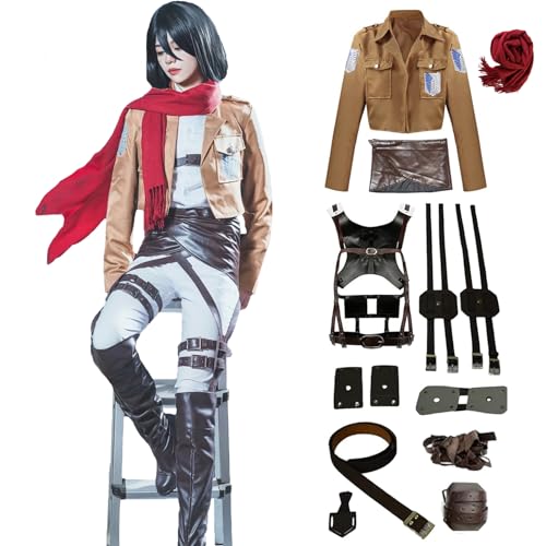 Fiamll Ackerman Cosplay Attack On Titan Cosplay Kostüm Scout Regiment Verkleidung AOT Cosplay Halloween Karneval Party Kostüm für Erwachsene L