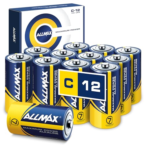 Allmax C Baby (LR14) Maximum Power Alkaline-Batterien (12 Stück) - Ultra-Langlebigkeit, 7 Jahre Haltbarkeit, auslaufsicheres Design, 1,5 V