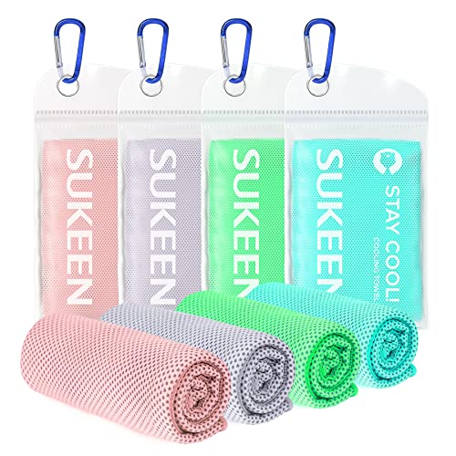 Sukeen Kühlhandtuch Kühltuch 4 Stück(100 x 30 cm),Kühlendes Handtuch Fitness Handtuch Cooling Towel Gym Handtuch Golf Handtuch Yoga Handtuch KüHlendes Sporthandtuch handtücher für Hals Gesicht