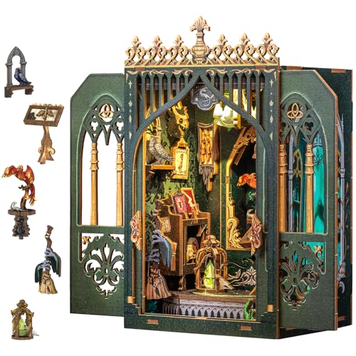 CUTEBEE Book Nook Kit - DIY Miniature House,Puppenhaus Miniatur Haus Selber Baue Bausatz mit LED-Licht,Booknook Library Modellbausätze für Erwachsene zu Bauen (The Darkness Herbarium)