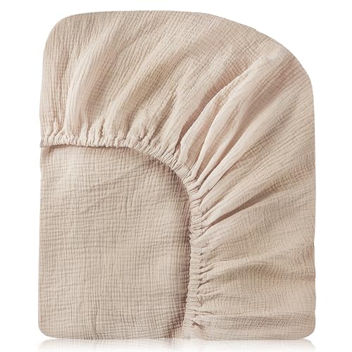 Babybett Spannbettlaken Kinderwagen Matratzenbezug 82*41*12CM Spannbettlaken Braun Beistellbett Maxi Spannbettlaken Babybett Laken für Kinderwagen Musselin Baumwolle Spannbettlaken (heller Kaffee)