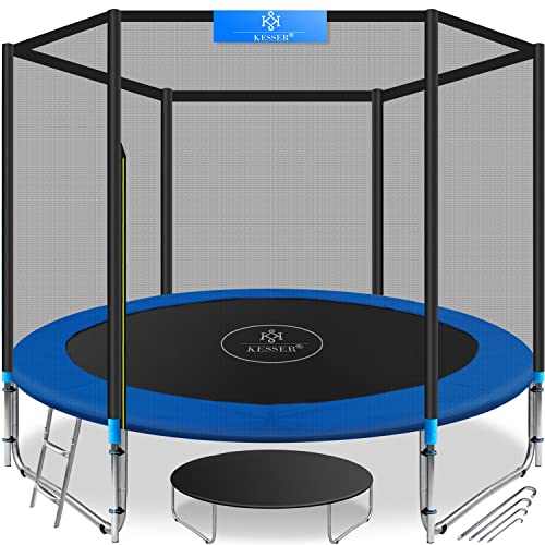 KESSER® - Trampolin Ø 427 cm | TÜV SÜD GS Zertifiziert | Komplettset mit Sicherheitsnetz, Leiter, Randabdeckung & Zubehör | Kindertrampolin Gartentrampolin Belastbarkeit 150 kg