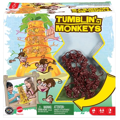 Mattel Games SOS Affenalarm Spiel, Würfelspiel für die Familie, Kinderspiele, Verpackung kann variieren, für 2-4 Spieler, ab 5 Jahre, 52563