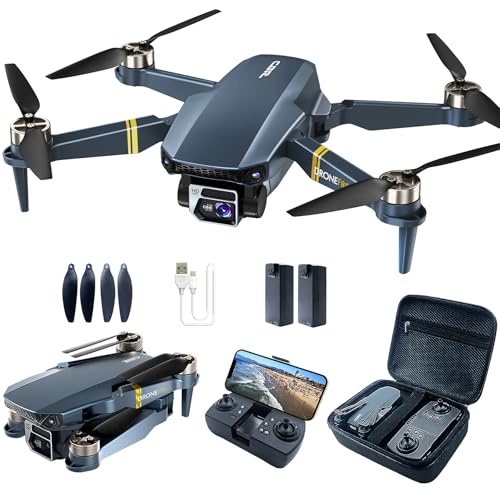 Bürstenlos Super Ausdauer Faltbare Quadcopter Drohne für Anfänger– 40+ Minuten Flugzeit, Wi-Fi FPV Drohne mit 120°Weitwinkel 4K HD Kamera, Bürstenloser Motor, Folge-Modus (2 Batterien)