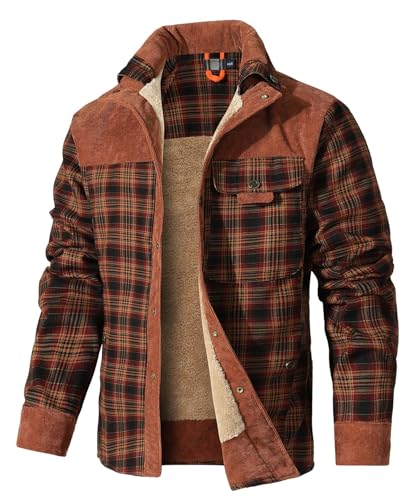 HYPESTFIT Herren Fleece Thermohemd Warm Flanellhemd Innenfleece Holzfällerjacke Thermojacke für Outdoor XXL