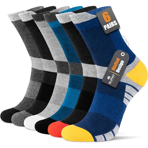 Niofind Socken Herren Damen 43-46 37-42, 6 Paar Baumwolle Sportsocken, Wandersocken, Arbeitssocken, Atmungsaktiv Tennissocken, Laufsocken, Elastische Sneaker mit Dicke Frotteesohle