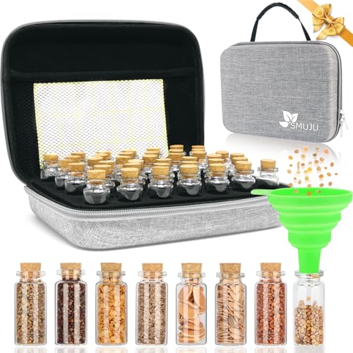 【40 Slots】 Saatgut Aufbewahrungsbox, Lagerung von Saatgut, Saatgut Aufbewahrung mit Etiketten Aufklebern und Trichter, Samen Organizer, Seed Storage Organizer für Gemüsesamen, Fruchtkerne, Blumensamen
