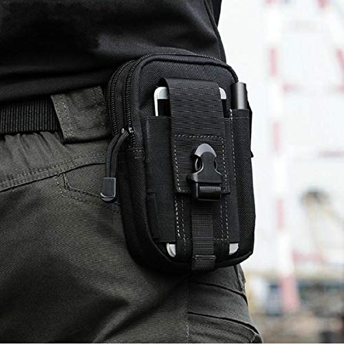 Tactical Waist Bag, Military Compact MOLLE EDC Bag Belt Bag Waist Pockets for Gadget, Utility Mobile Phone, Camping, Hiking and Travel, Black