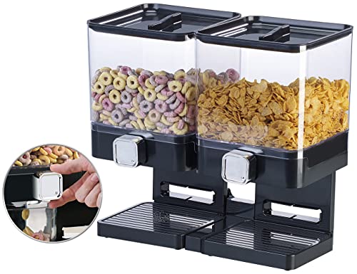Rosenstein & Söhne Müslispender: Doppel-Spender für Cerealien & Snacks, 33,5 x 30,5 x 16,5 cm, schwarz (Vorratsdose, Vorratsdosen mit Deckel, Frischhaltedosen)