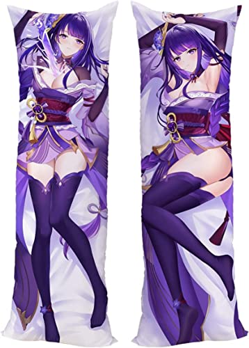 Für Genshin Impact Raiden Shogun Body Kissenbezug Kissenhülle,Anime Pillowcase Doppelseitige Umarmungskissen Bezug,Anime Doppelseitige Muster Kissenbezug Körper Umarmungskissen Kissenbezug