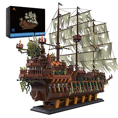JMBricklayer Piratenschiff Bausteine, Flying Dutchman Piratenschiff Klemmbausteine, Segelschiff Modellbausatz, Schiff Spielzeug Geschenke für Erwachsene und Jugen