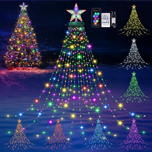 HELESIN Weihnachtsbaum Lichterkette mit App, DIY 24 Szenarien Modi Multicolor Timing Musik Sync-Funktion Wasserdicht Weihnachtsbaum Beleuchtung LED Christbaumbeleuchtung für 1.5-2.5M Tannenbaum Deko