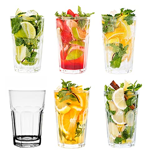 Topkapi 250.996 Longdrink Allzwecktrinkglas – 6 Stück Miami Vice Weiß/Transparent Glas-Set XL-Gläser (36 cl) für Cocktail, Longdrink, Mojito, Saft, Wasser, Höhe ~12 cm