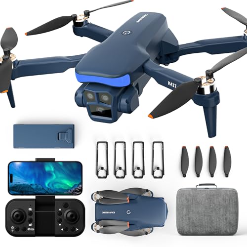 K417 Drohne mit Dual Kamera,1080p camera Kinderdrohnen mit Lichtern,WIFI Übertragung Drone für Erwachsen,Faltbar FPV RC Drones,Höhenhaltung und Kopflos Modus für Anfänger,Modulare Batterie