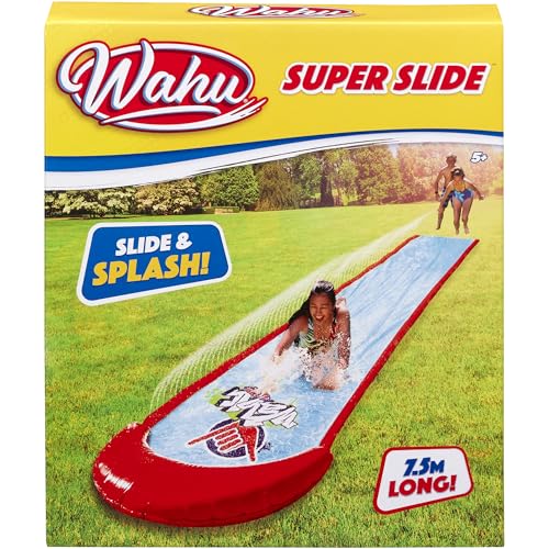 Wahu - SUPER SLIDE – Wasserrutsche 7,5 m für Kinder ab 5 Jahren – Wasserspielzeug Garten – Outdoor Wasserrutsche mit Sprinkler – Wasserbahn für Sommer – Einfach an Gartenschlauch anschließen