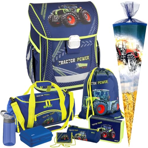 Traktor - Bulldog - Spirit Cool Schulranzen-Set 9tlg. mit Federmappe, Sporttasche, Brotdose und Trinkflasche - Schultüte gratis dazu