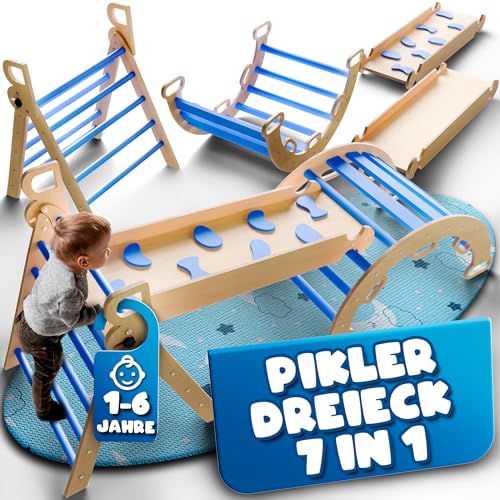 WOODESSORI Pikler Dreieck, faltbar, 7-in-1, Montessori-Studio für Kinder, Montessori-Kletterdreieck, Montessori-Holz und Kletterrampe für Babys, Buchenholz