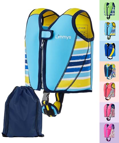 Limmys Premium Schwimmweste Kinder - Schwimmhilfe für Kinder und Kleinkinder – Moderne Kinder Schwimmweste Baby, für Jungen und Mädchen - Mit Kordelzug-Tasche