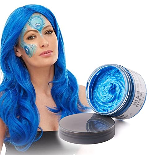 Bituforu Haarfarbe Wachs, Temporäre Haarfarbe Blau Haarfarbe 4,23 Unzen, Temporäre Haarfärbemittel Wachs für Party, Cosplay & Halloween (Blau)