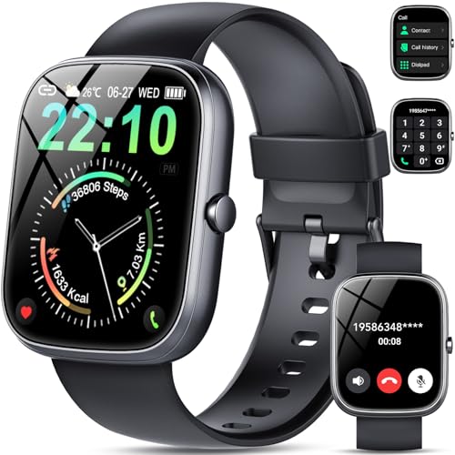 Smartwatch Herren Damen, 1.91' HD Smartwatch Damen mit Telefonfunktion, Smart Watch Fitnessuhr 110+ Sportmodi, IP68 Wasserdicht, Sportuhr mit Herzfrequenz Schlafmonitor Schrittzähler, für Android iOS