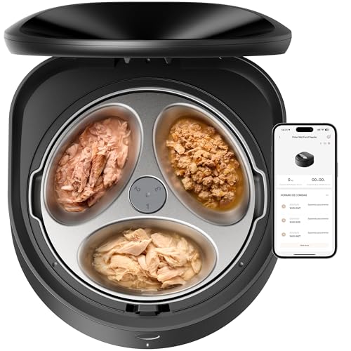 PETLIBRO Futterautomat Katze Nassfutter mit Spülmaschinengeeigneter Edelstahlnapf, Nassfutterautomat mit Halbleiter Kühlung, 2,4 GHz Wi-Fi Smart App-Steuerung, 3 Tage wahre Frische, Wet Food Feeder