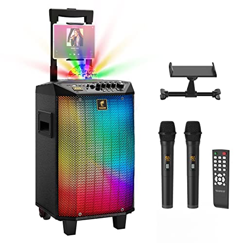 Karaoke Maschine Lautsprecher TONOR PA Anlage mit 2 Mikrofonnen Gesang Microphone Karaoke Box mit Funkmikrofon Musikbox PA-System mit Discokugel Karaoke Gerät für Zuhause/Draußen/Erwachsene/Kinder K20
