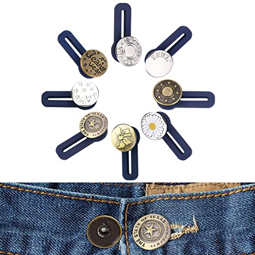 8 Stück Hosenbunderweiterung Jeans Knopf, Taille Extender Metall Einziehbare Button, Einziehbare Knöpfe für Hemd, Jeans, Röcke, Hosen,Schwangerschaft