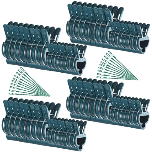 Funrelaxer 80 Stück Giardino Pflanzenclips, Pflanzenhalter, Wiederverwendbare Pflanzenklammern, 40 Große & 40 Kleine Clips Plus 20 Pflanzenbinder für Tomaten, klein Reben, Rosen