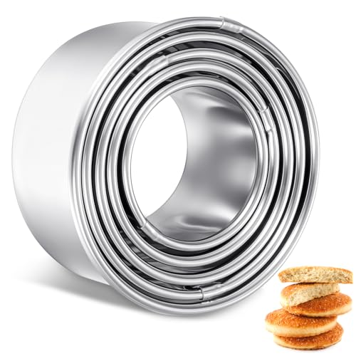 simarro Ausstecher Rund, 5 Stück Keksausstecher Zum Backen Servierringe Runde Ausstechformen Aus Edelstahl Backringe Für Gebäck In 5 Größen Runde Ausstechformen Donut-Ringformen Für Gebäck Teig Donuts