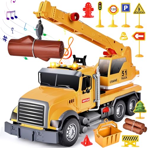 Aragallant Kranwagen Spielzeug (35 cm), Großer Kranfahrzeug, Abschlepper Spielzeug Kinder, Ausfahrbarem Kran, Lastwagen Groß, Geschenke für Kinder ab 5 Jahren