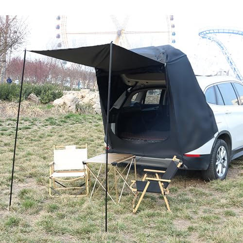 Heckzelt Auto, Wasserdicht Winddicht SUV Auto-Kofferraumzelt Universal Heckklappenzelt mit Sonnensegel, Autozelt Heckklappe mit Moskitonetz (Schwarz)