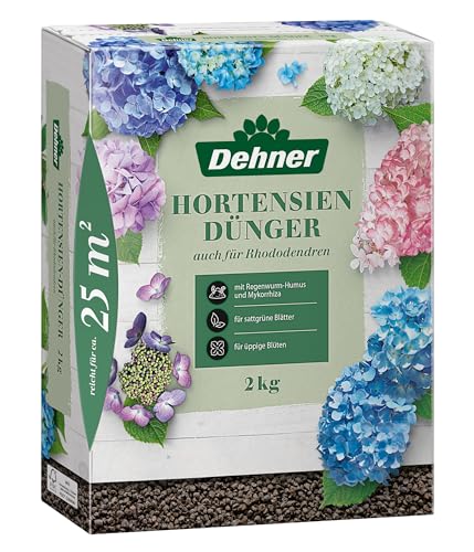 Dehner Hortensiedünger, hochwertiger Dünger für Laubgehölze, organisch-mineralischer NPK-Dünger, mit Spurennährstoffen, 2 kg, für ca. 25 qm, bunt