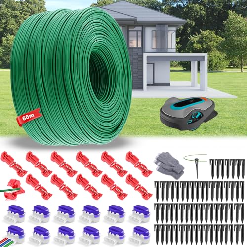 60m Universal Begrenzungskabel Mähroboter,Begrenzungsdraht Mähroboter,Mähroboter Kabel Ø2,7mm,Rasenmäher Draht aus Verzinktem Kupfer,Rasenroboter Begrenzungskabel,Rasenroboter Zubehör