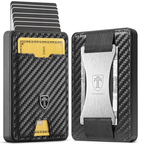 SWYPE Aluminium Slim Wallet - Carbon Geldbörse Herren Klein mit RFID Schutz - Mini Geldbeutel mit Geldklammer - Kartenetui mit Geldspange - Smart Portmonee - Portemonnaie