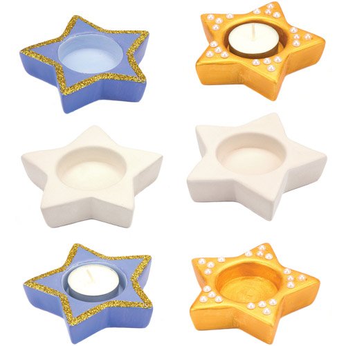 Baker Ross AV837 Teelichthalter aus Keramik, ideal für Weihnachten, zum Basteln und Dekorieren für Jungen und Mädchen, 4 Stück, Sortiert