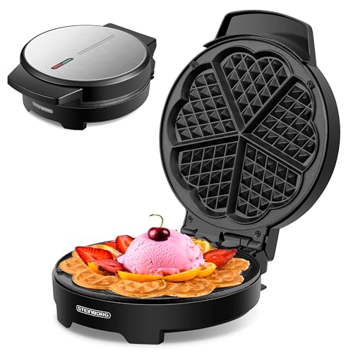 Waffeleisen | 1000 Watt | Waffelautomat für Herzwaffeln | Wafflemaker | Paninigrill | Waffeltoaster | Waffle Maker | Elektrogrill | Cool-Touch-Technologie | Antihaftbeschichtung |